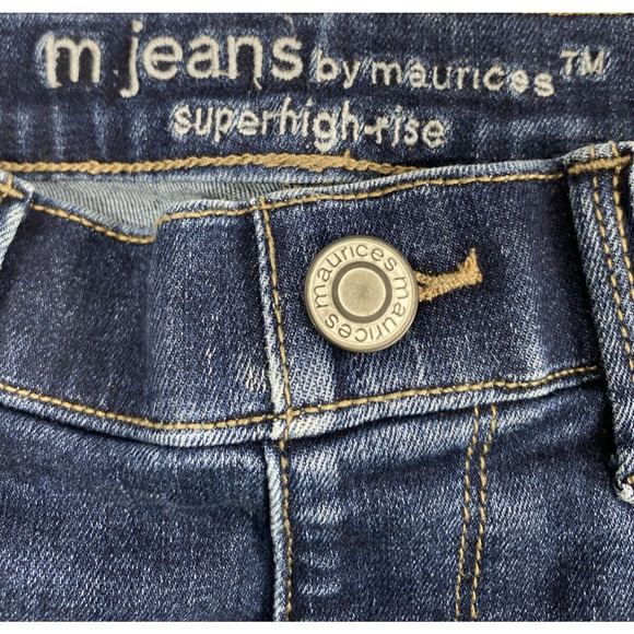 M Jeans Maurices Womens Small Short Distress Medium‎ Wash Denim  Hi Rise Flare - Picture 3 of 11
